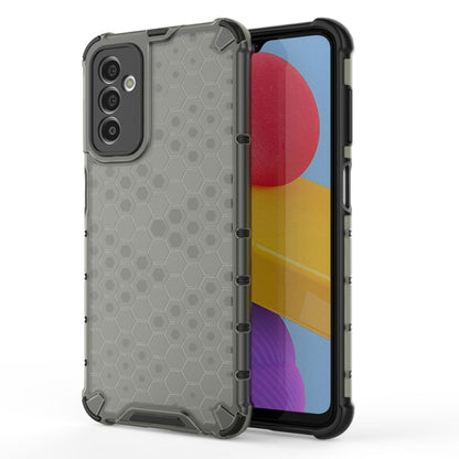 Honeycomb phone case in gray with textured hex pattern and camera cutout