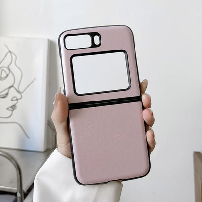 Pink cowhide-texture PU phone case with camera cutout; grippy cowhide-style finish