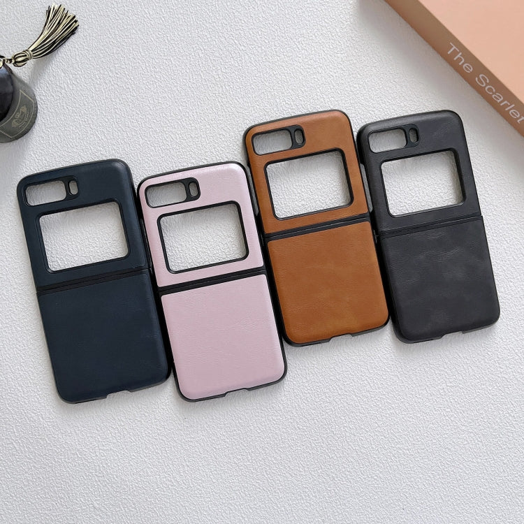 Set of cowhide-texture PU phone cases in dark blue, pink, brown, and black