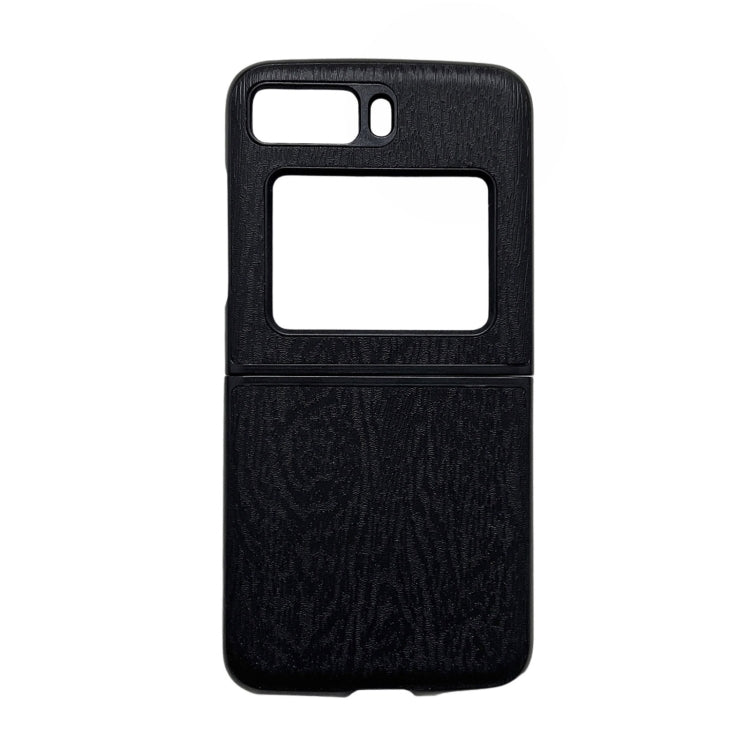 Black wood-texture PU phone case with camera and screen cutouts