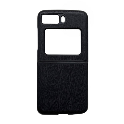 Black wood-texture PU phone case with camera and screen cutouts