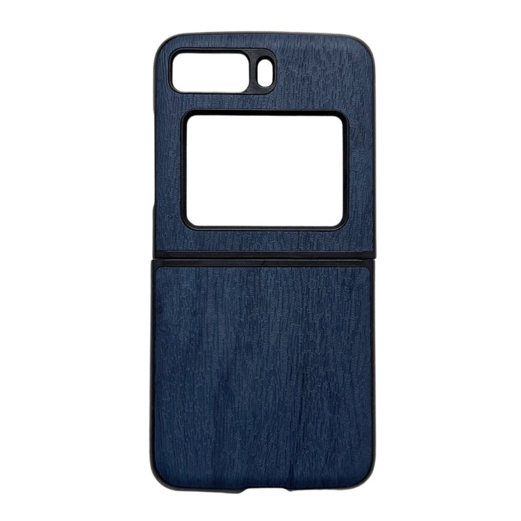 Blue wood-texture PU phone case with camera and screen cutouts