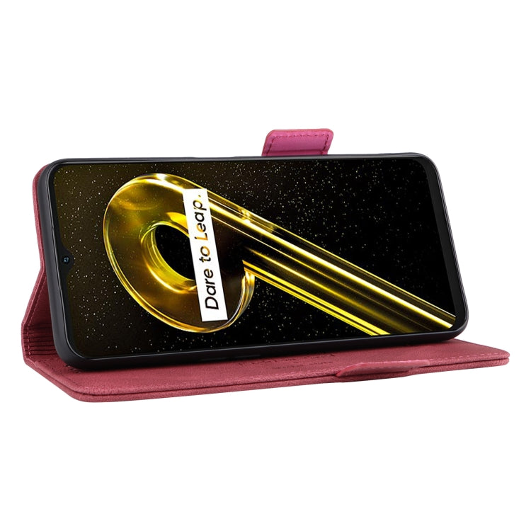 Red leather flip phone case with kickstand angle and magnetic closure