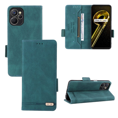 Teal magnetic clasp flip leather phone case with card slot and camera cutout