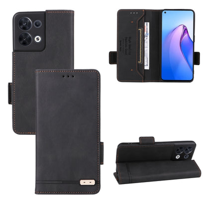 Magnetic clasp flip leather phone case, black with card slots and stand