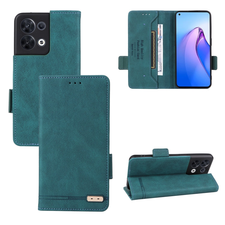 Teal magnetic clasp flip leather phone case with front cover and card pocket