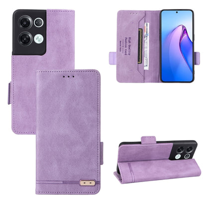 Purple folio leather phone case with magnetic clasp and kickstand viewing position