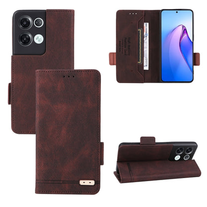Brown magnetic clasp flip leather phone case with front cover and inner card slot