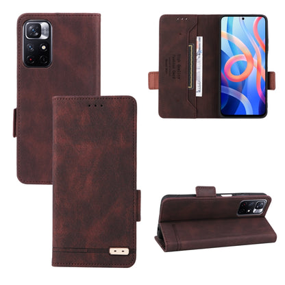 Brown magnetic clasp flip leather phone case with front flap and card holder