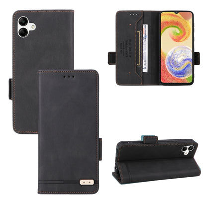 Magnetic clasp flip leather phone case, dark black with card slots and stand