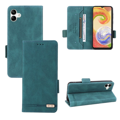 Teal flip leather phone case with magnetic clasp, camera cutout, and card holder pocket