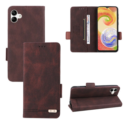 Brown magnetic clasp flip leather phone case with front cover and inner card pocket