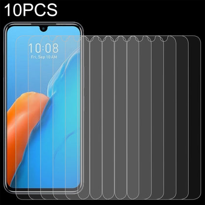 Ten-pack tempered glass screen protectors covering the phone display