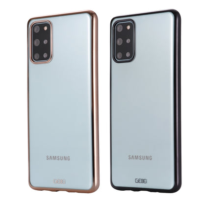 Set of TPU cases: light blue backs with rose-gold and black plated edges