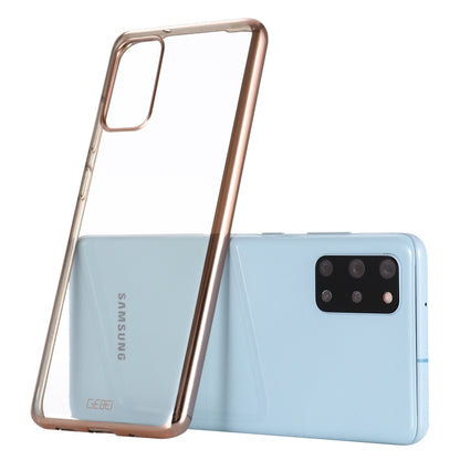 Rose-gold TPU shockproof phone case with camera cutout and raised edge protection