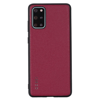 Red leather full-coverage phone case with shockproof bumper, camera cutout