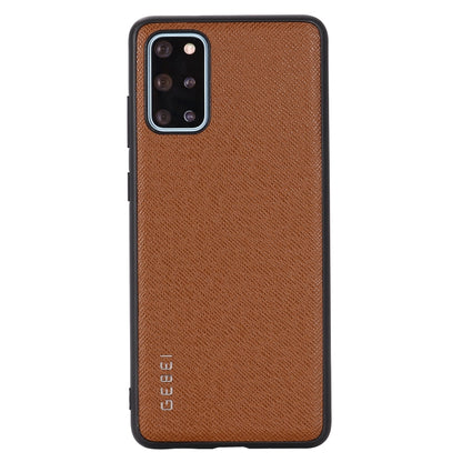 Brown leather full-coverage phone case with shockproof bumper, camera cutout