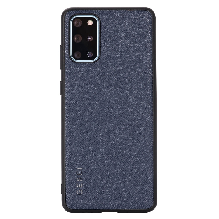 Blue leather full-coverage phone case with shockproof bumper, camera cutout