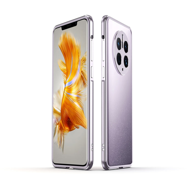 Metal phone case with lens cover for Huawei Mate 50 Pro, dark silver frame