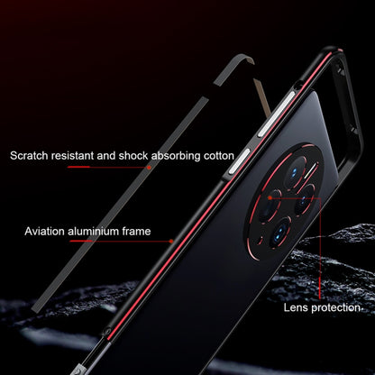 Metal phone case with lens cover for Huawei Mate 50 Pro, lens protection and red trim