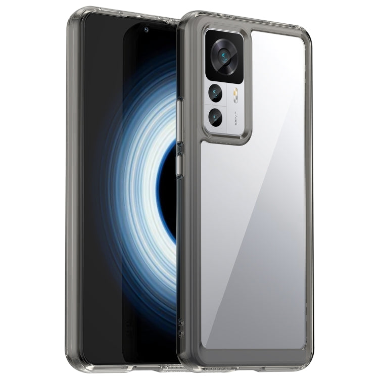 Transparent TPU phone case with dark-gray edges and camera cutout