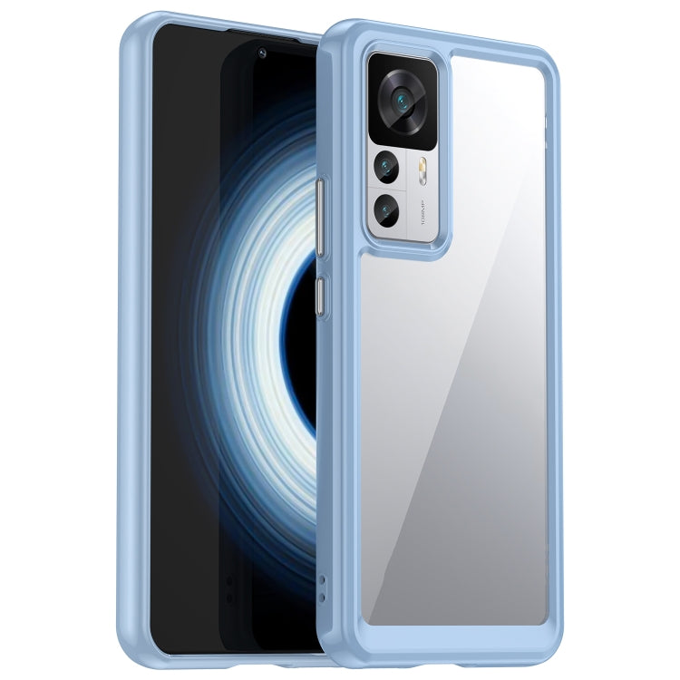 Light blue TPU phone case with clear back and camera cutout