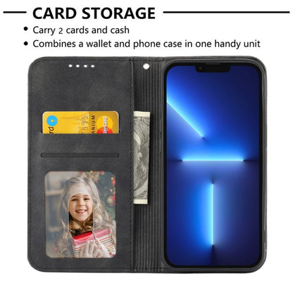Black leather wallet phone case with card slots and magnetic flap, open view