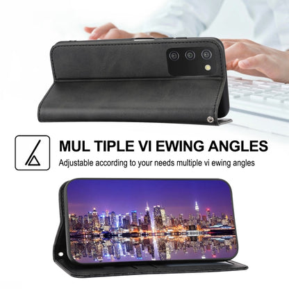 Black leather folio phone case with magnetic stand flap, adjustable viewing angles