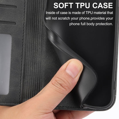 Black leather phone case interior with TPU lining and stitched card sleeve
