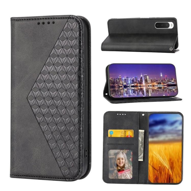 Black leather phone case set showing front cover and open wallet with card slots