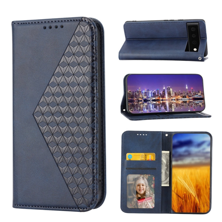 Dark leather phone case, cubic geometric back, magnetic closure, card slots