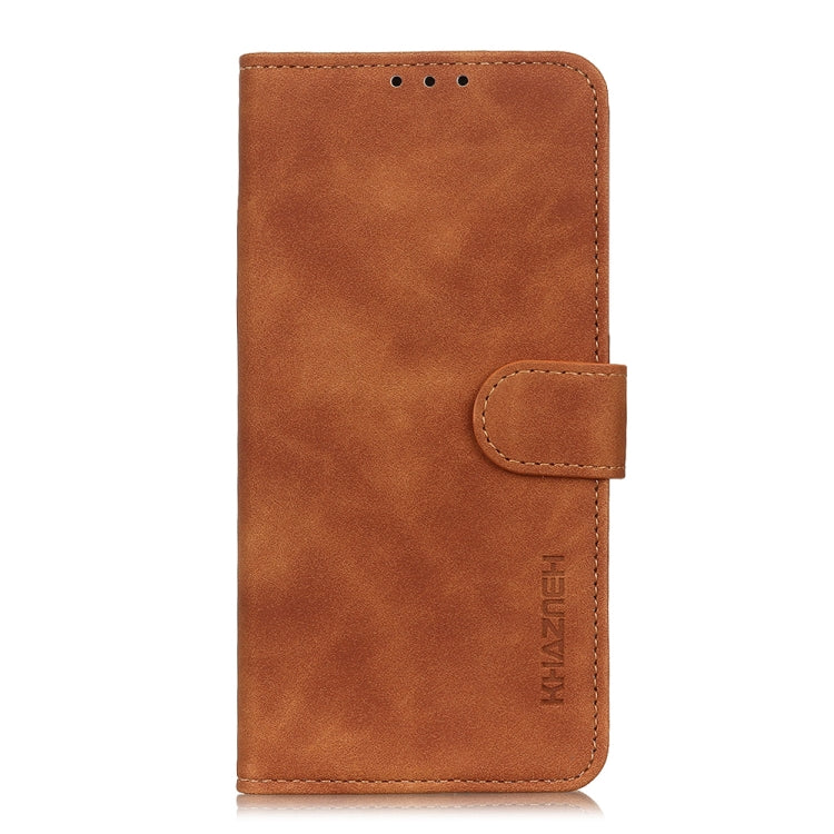 KHAZNEH brown leather phone case with flip stand and stitched front flap