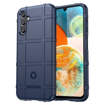 Rugged navy TPU phone case with textured panels and raised triple camera cutouts