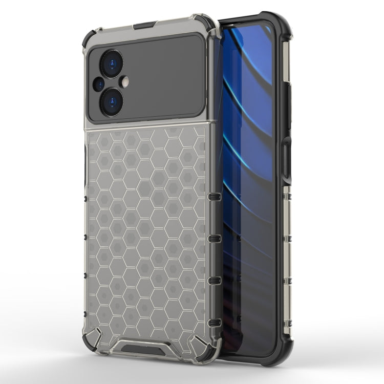 Shockproof honeycomb phone case with hex pattern, white color with TPU shock corners