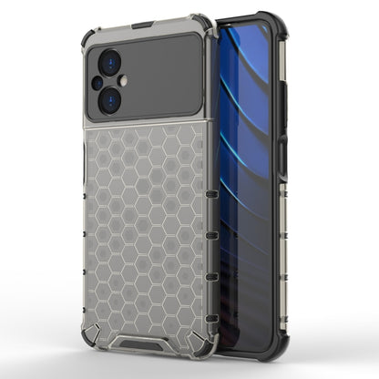 Shockproof honeycomb phone case with hex pattern, white color with TPU shock corners