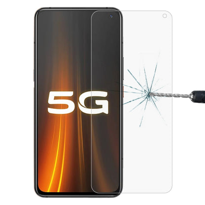 Clear 2.5D tempered glass screen protector for smartphone, covers display area