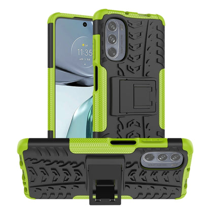 Tire-texture phone case with built-in holder, green and black