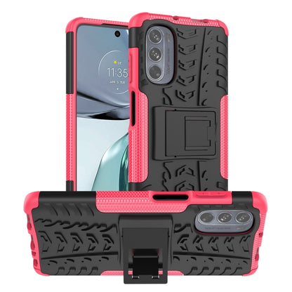 Tire-texture phone case with built-in holder, red and black