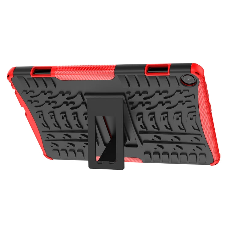 Red tire-texture tablet case with built-in holder stand and textured grip back