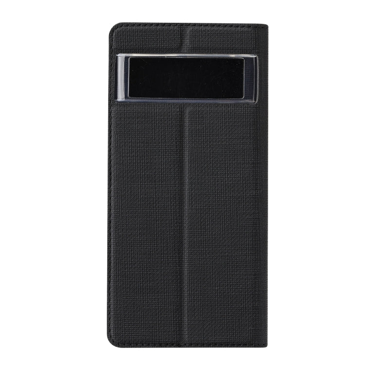 Black leather folio phone case with back card slot window