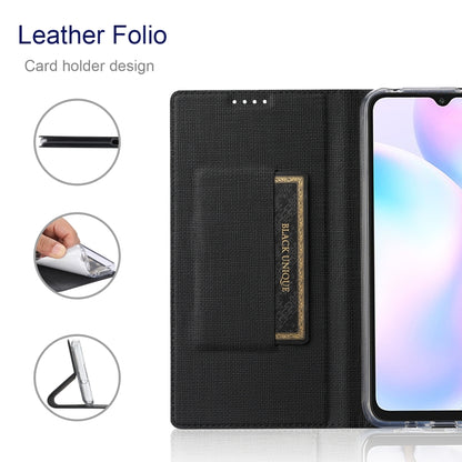 Black leather folio phone case with interior card holder pocket
