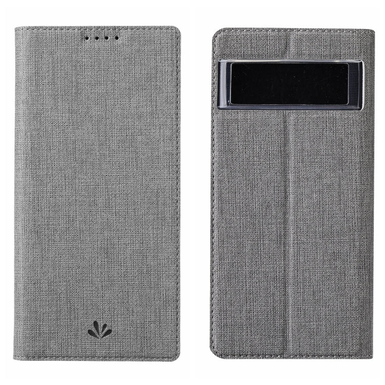 Grey leather folio phone case with front cover and back card slot window