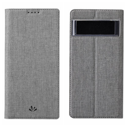 Grey leather folio phone case with front cover and back card slot window