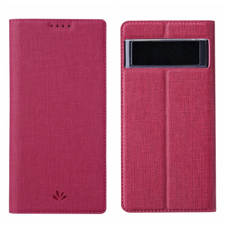 Rose red leather folio phone case with front cover and back card slot window