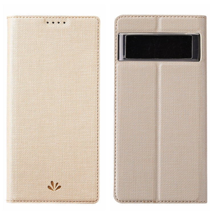 Gold leather folio phone case with front cover and back card slot window