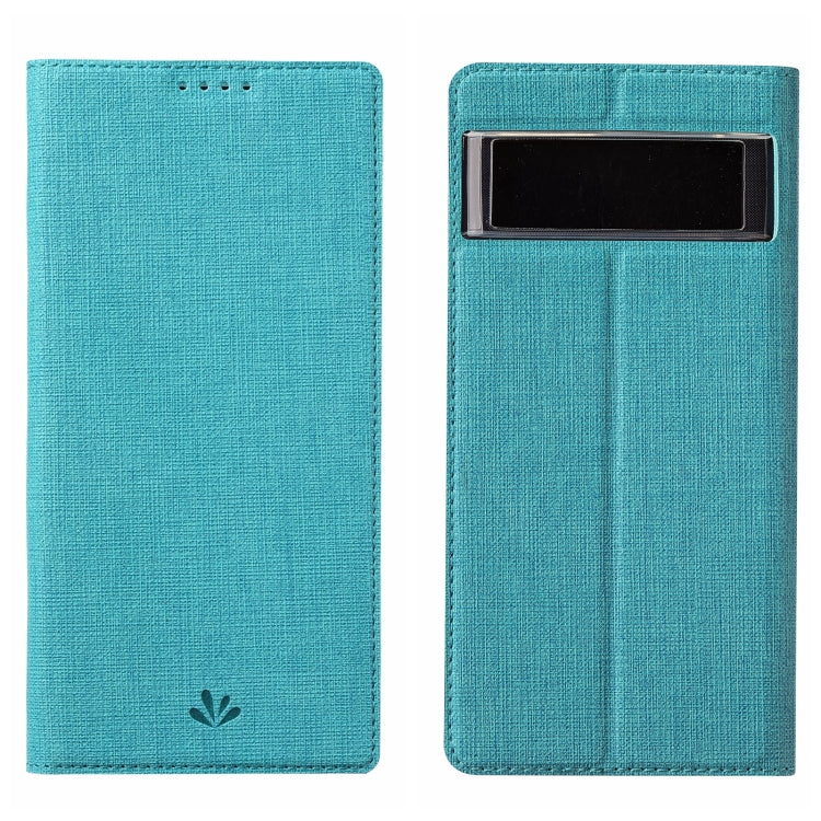 Blue leather folio phone case with front cover and back card slot window