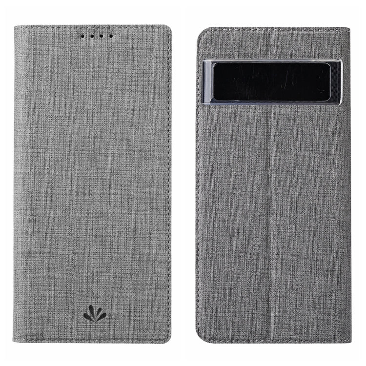Grey textured leather phone case with top cutout and fold-over front cover