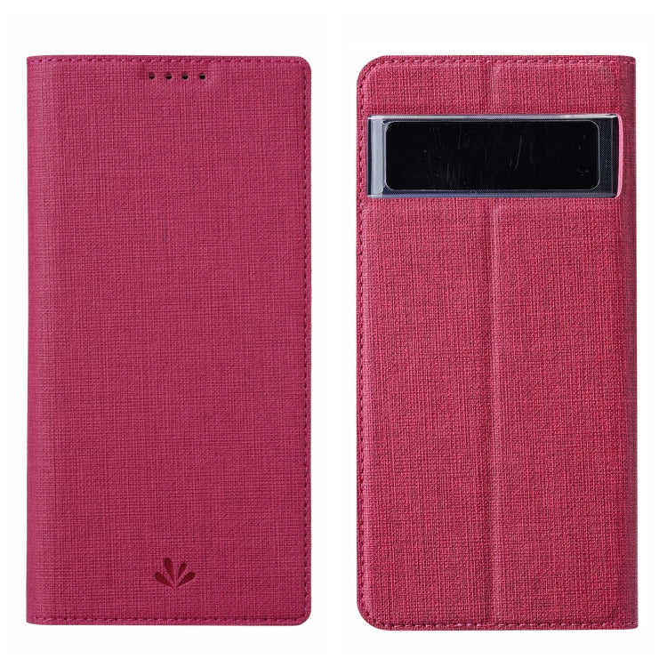 Rose red textured leather phone case with top cutout and fold-over front cover