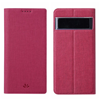 Rose red textured leather phone case with top cutout and fold-over front cover