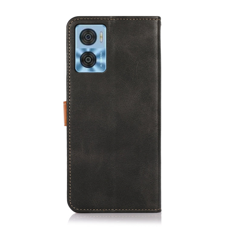 Black leather flip phone case with camera cutout and side button access